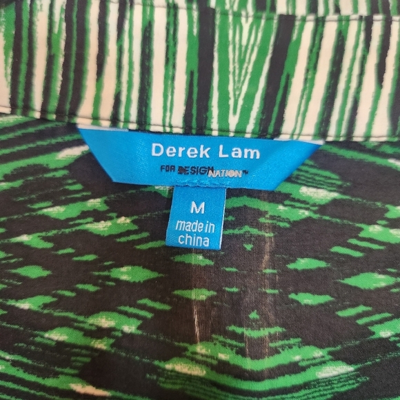 Derek Lam Design Nation Green black cotton Button down Shirt Dress Size Medium - Picture 2 of 16